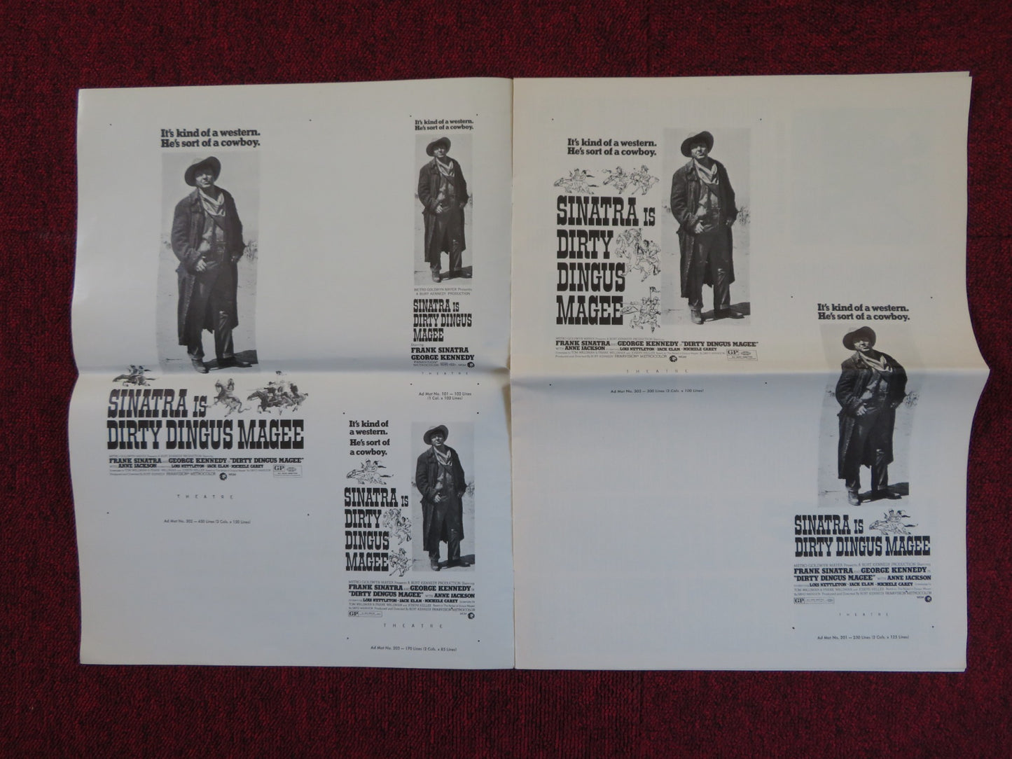 DIRTY DINGUS MAGEE -  FOLDED PRESSBOOK + EXTRAS UNCUT MGM FRANK SINATRA 1970