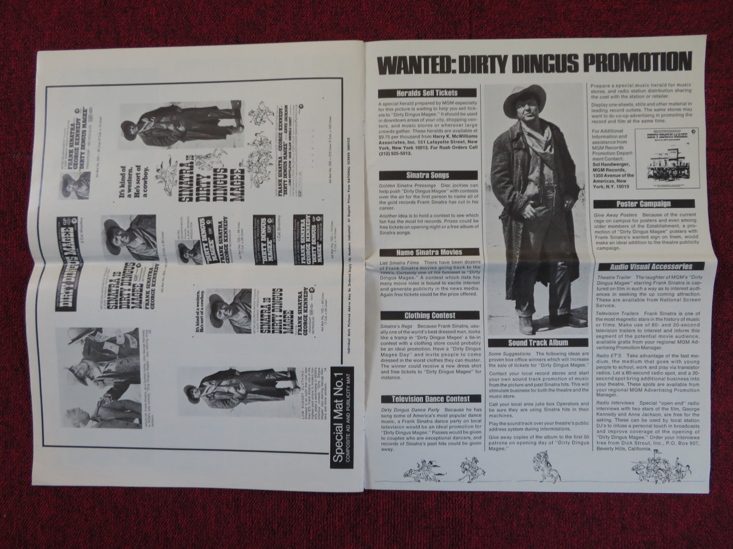 DIRTY DINGUS MAGEE -  FOLDED PRESSBOOK + EXTRAS UNCUT MGM FRANK SINATRA 1970