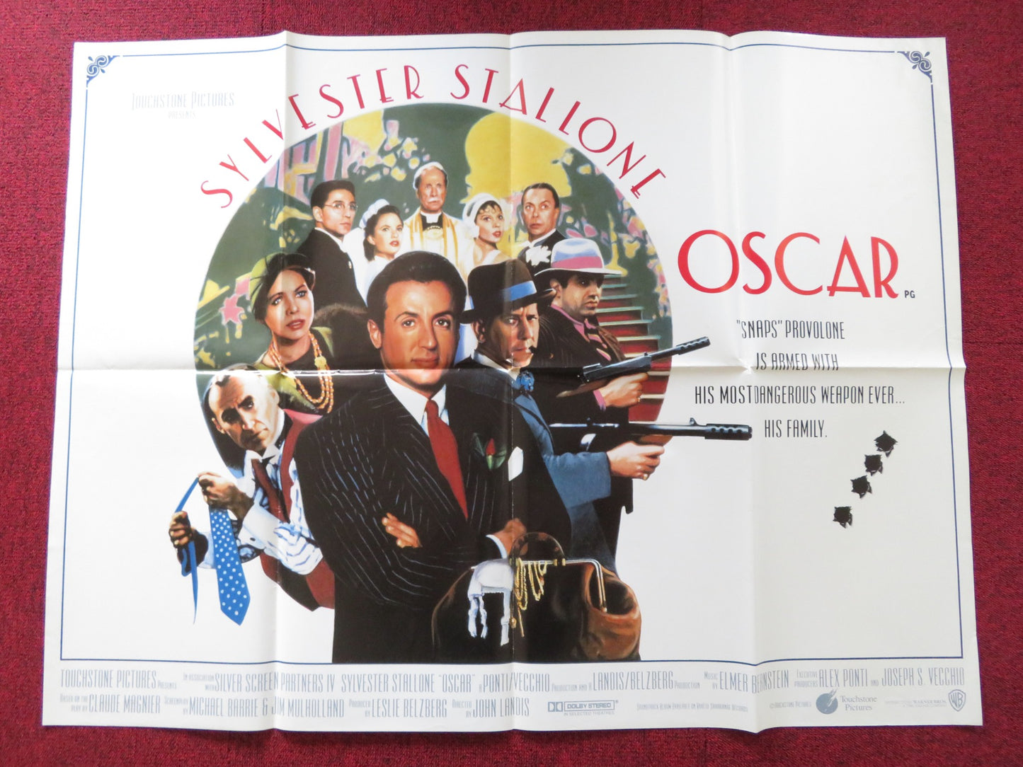 OSCAR UK QUAD POSTER FOLDED SYLVESTER STALLONE PETER RIEGERT 1991