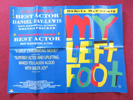 MY LEFT FOOT UK QUAD POSTER FOLDED DANIEL DAY-LEWIS SHERIDAN 1989