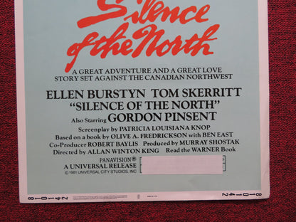 SILENCE OF THE NORTH US INSERT (14"x 36") POSTER ELLEN BURSTYN TOM SKERRITT 1981