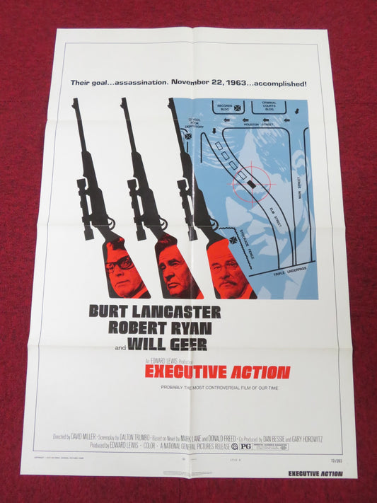 EXECUTIVE ACTION - STYLE B FOLDED US ONE SHEET POSTER BURT LANCASTER 1973