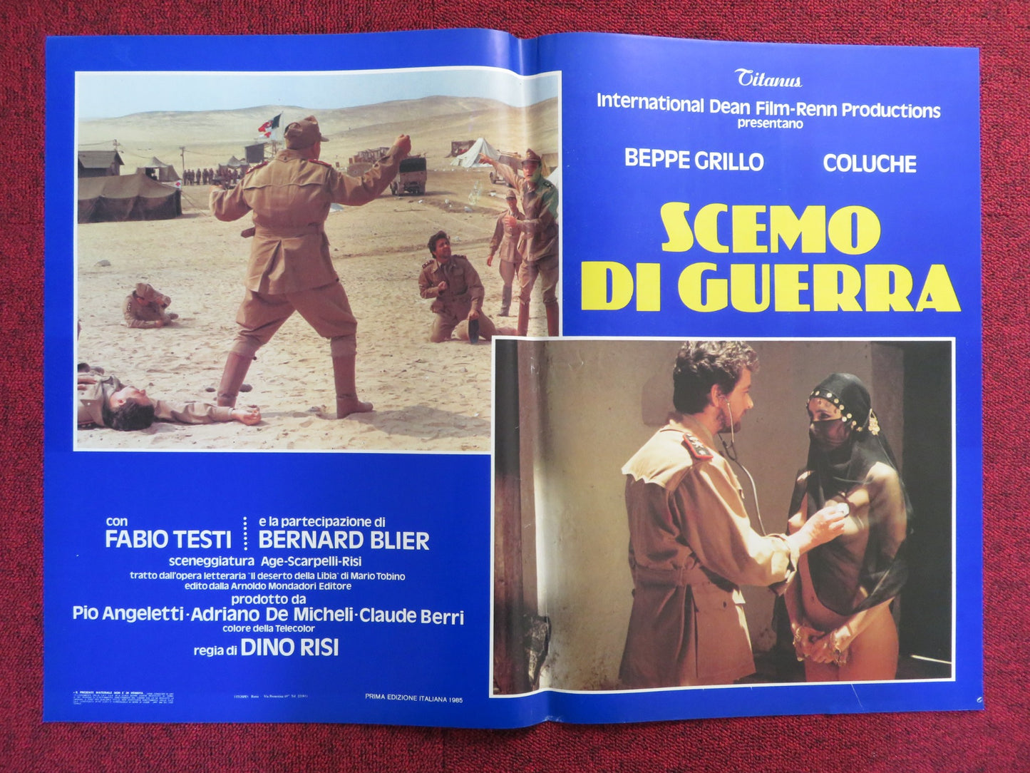 SCEMO DI GUERRA - B ITALIAN FOTOBUSTA POSTER BEPPE GRILLO COLUCHE 1985