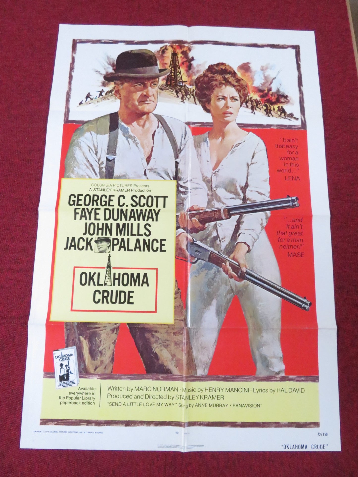 OKLAHOMA CRUDE FOLDED US ONE SHEET POSTER GEORGE C. SCOTT FAYE DUNAWAY 1973