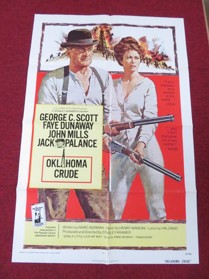 OKLAHOMA CRUDE FOLDED US ONE SHEET POSTER GEORGE C. SCOTT FAYE DUNAWAY 1973