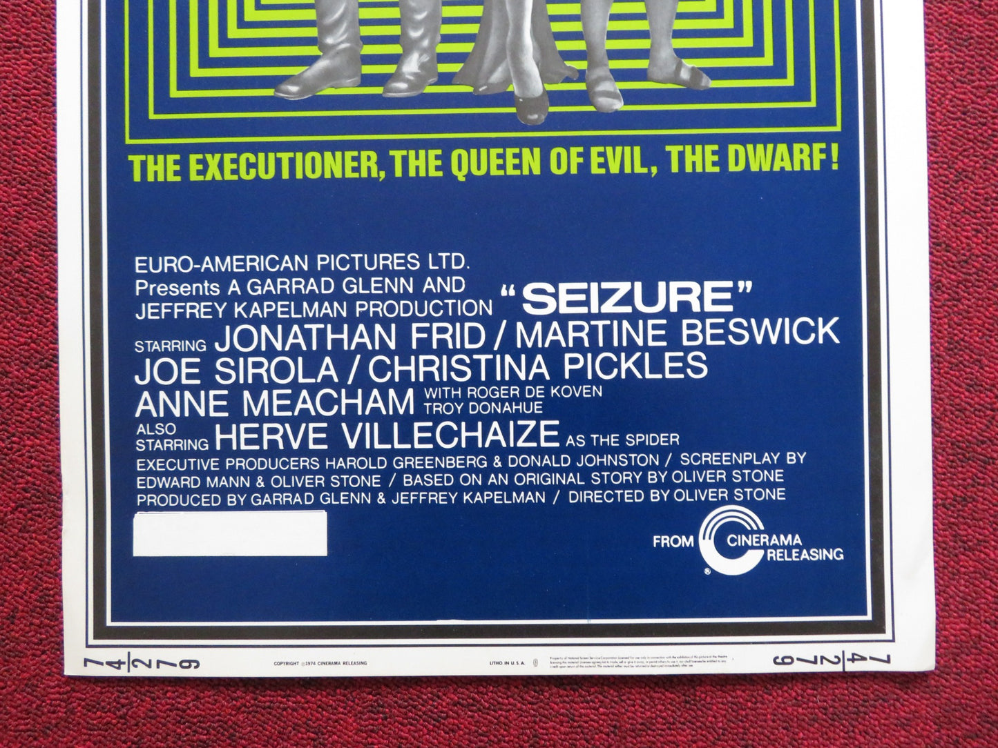 SEIZURE! US INSERT (14"x 36") POSTER JONATHAN FRID MARTIN BESWICK 1974