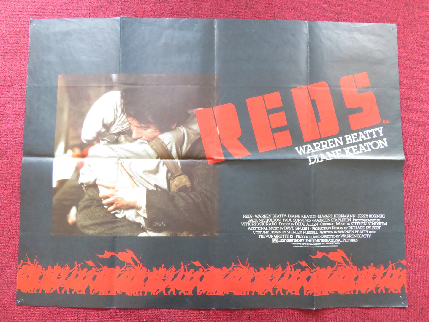 REDS UK QUAD POSTER FOLDED WARREN BEATTY DIANE KEATON 1981