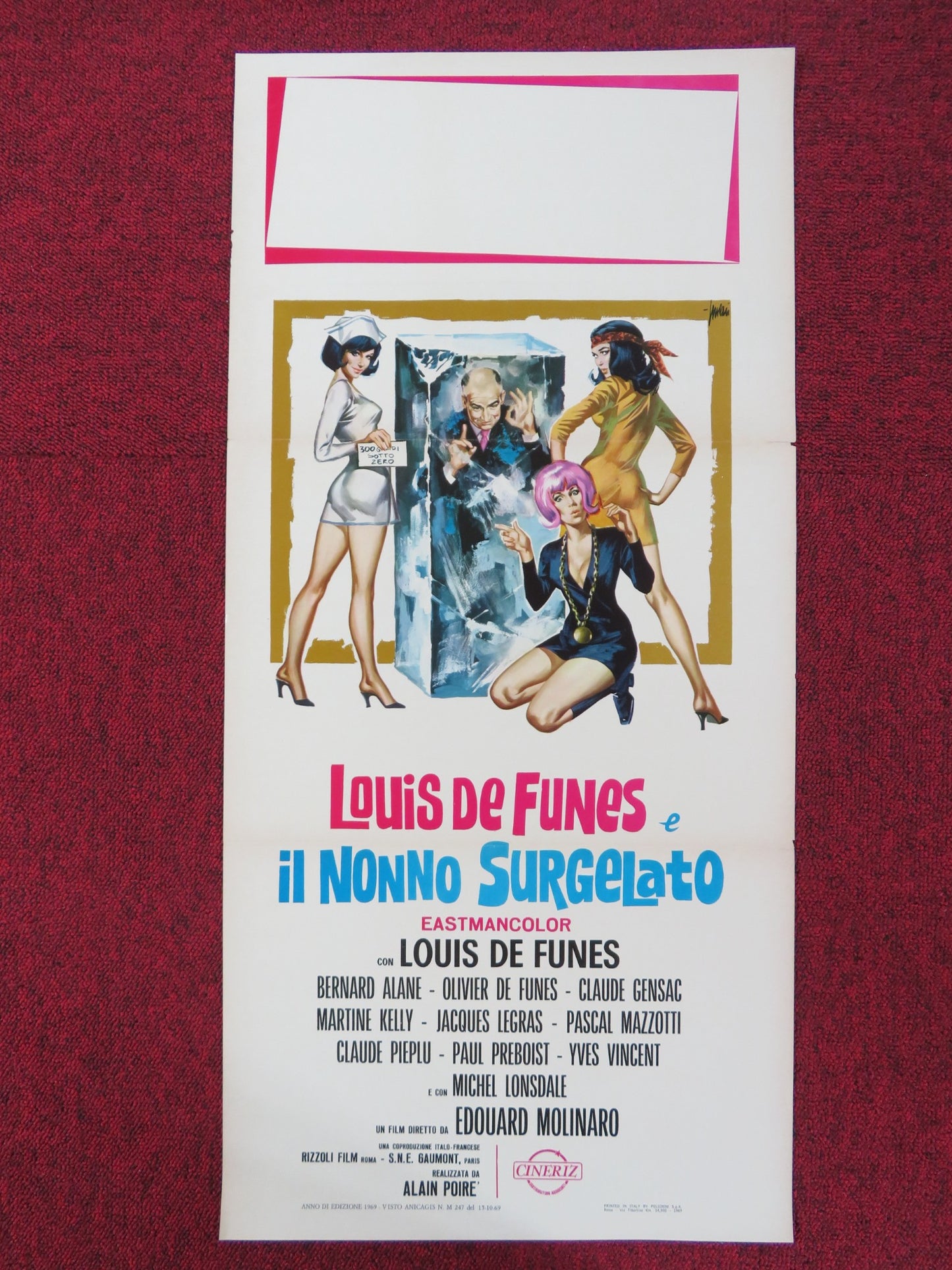 HIBERNATUS ITALIAN LOCANDINA POSTER LOUIS DE FUNES BERNARD ALANE 1969