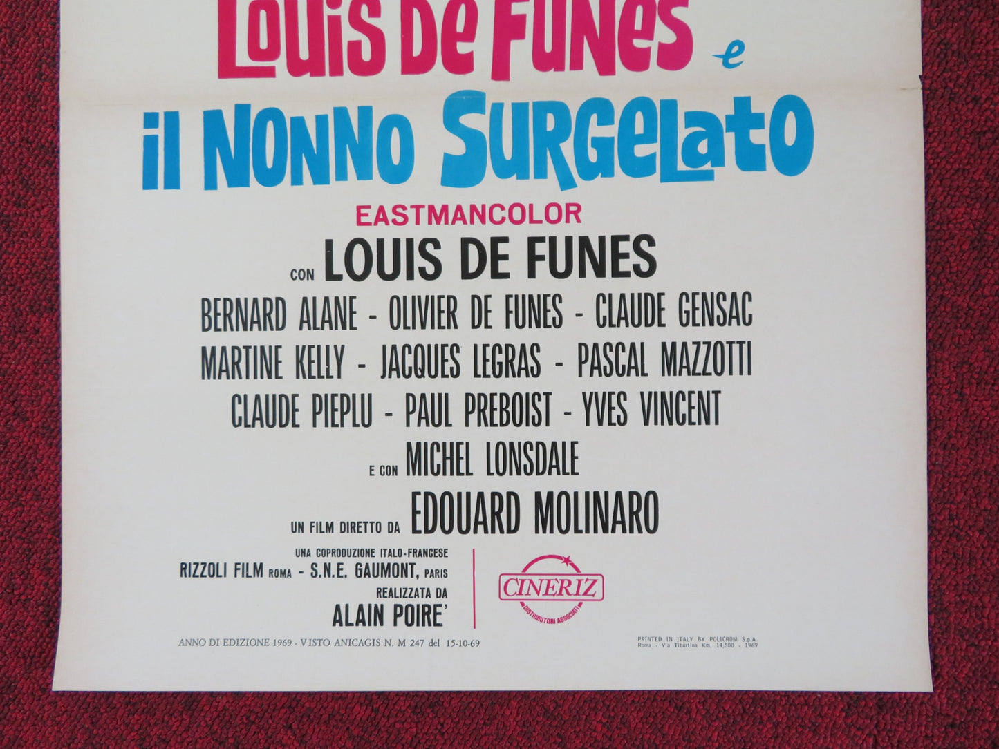 HIBERNATUS ITALIAN LOCANDINA POSTER LOUIS DE FUNES BERNARD ALANE 1969