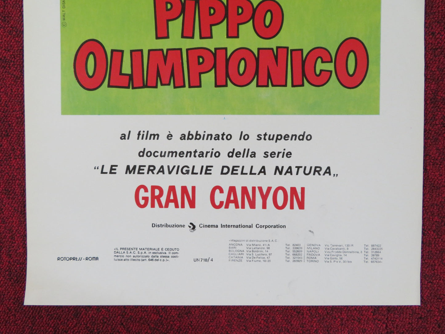 SUPERSTAR GOOFY ITALIAN LOCANDINA POSTER DISNEY PINTO COLVIG 1972