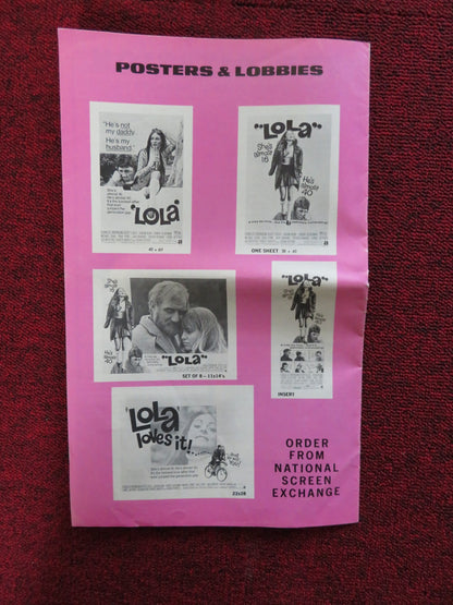 LOLA / LONDON AFFAIR - PRESSBOOK UNCUT AMERICAN INT. CHARLES BRONSON 1970