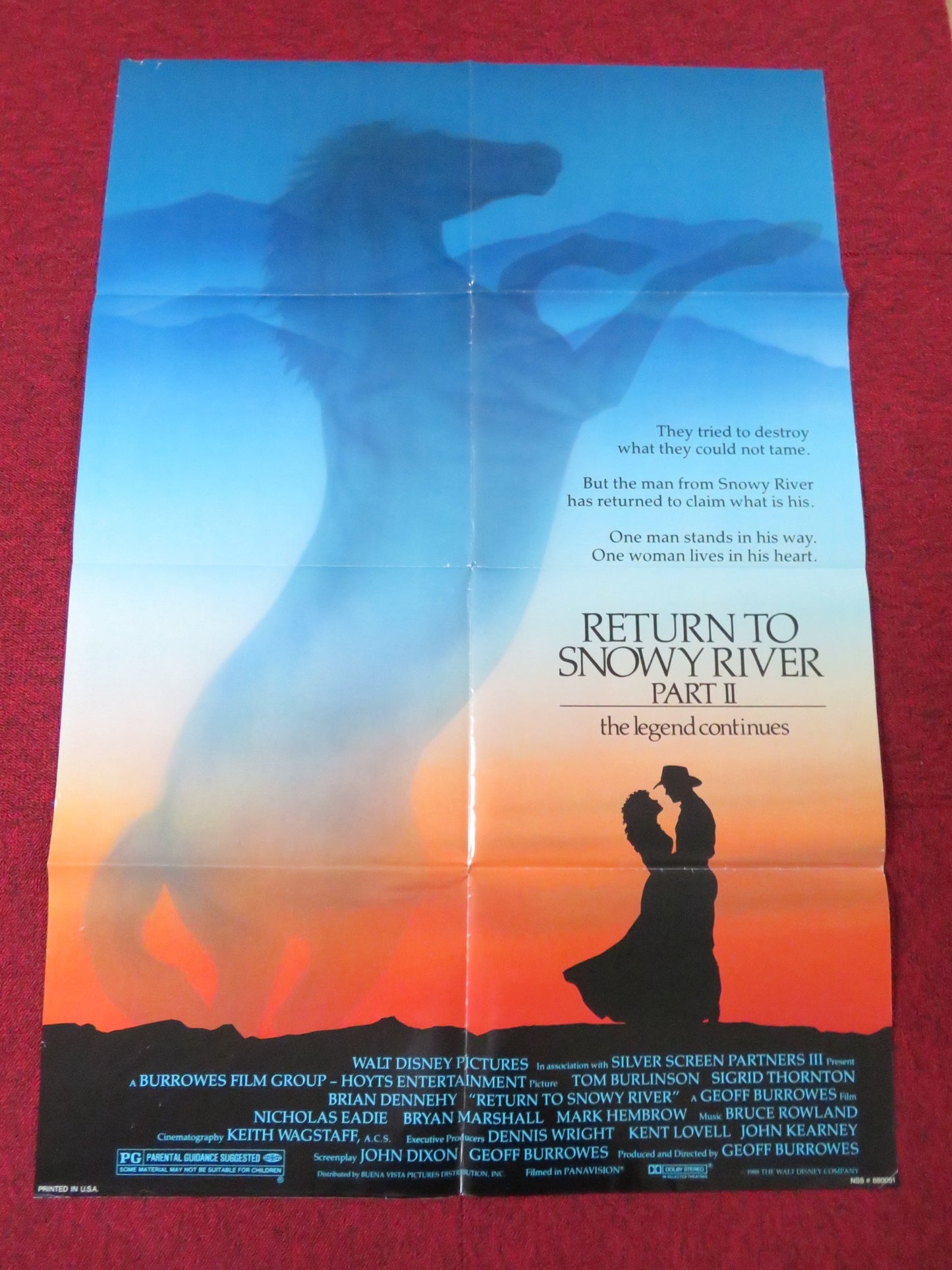 RETURN TO SNOWY RIVER FOLDED US ONE SHEET POSTER DISNEY TOM BURLINSON 1988