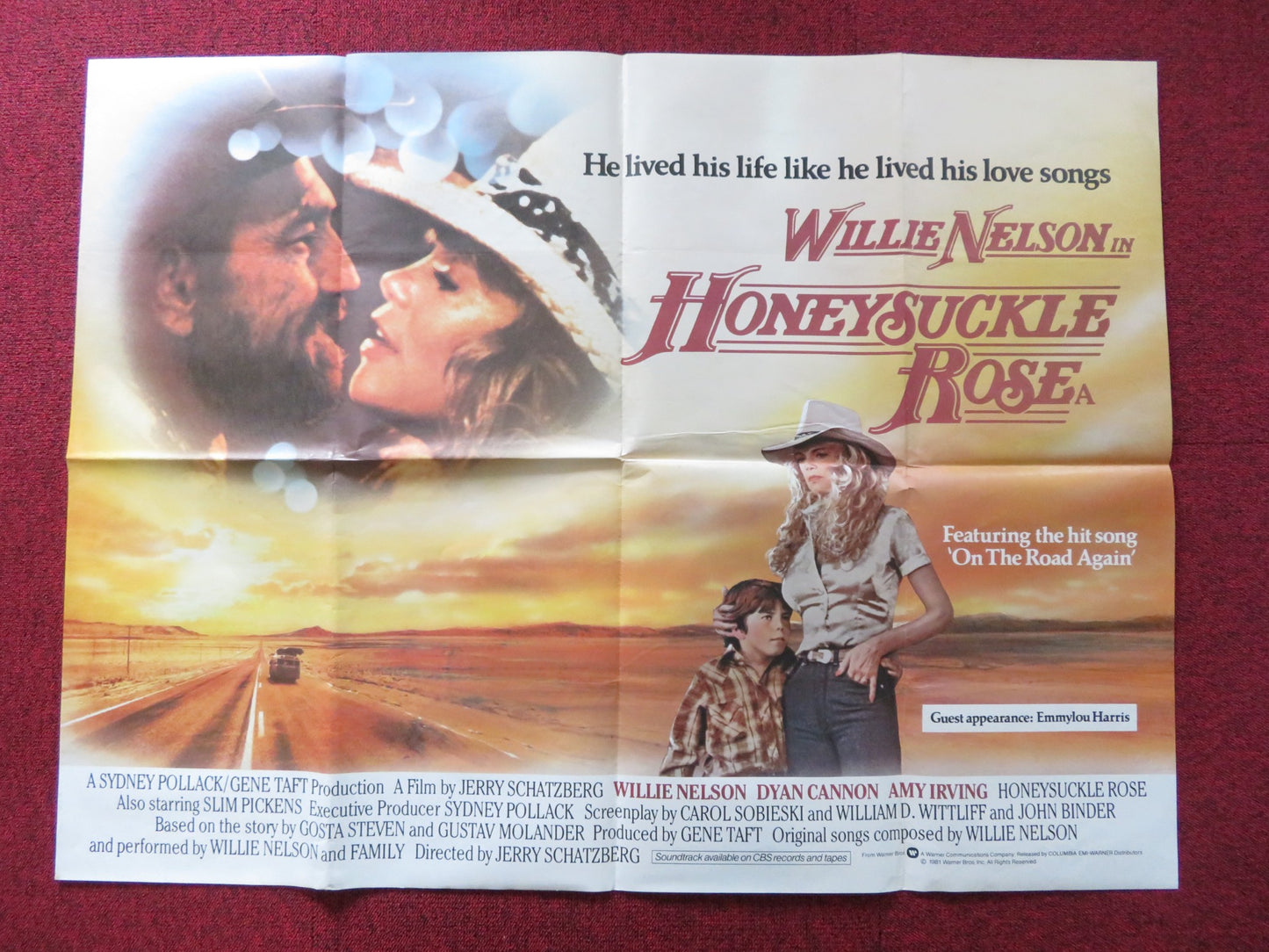 HONEYSUCKLE ROSE UK QUAD POSTER FOLDED WILLIE NELSON DYAN CANNON 1981