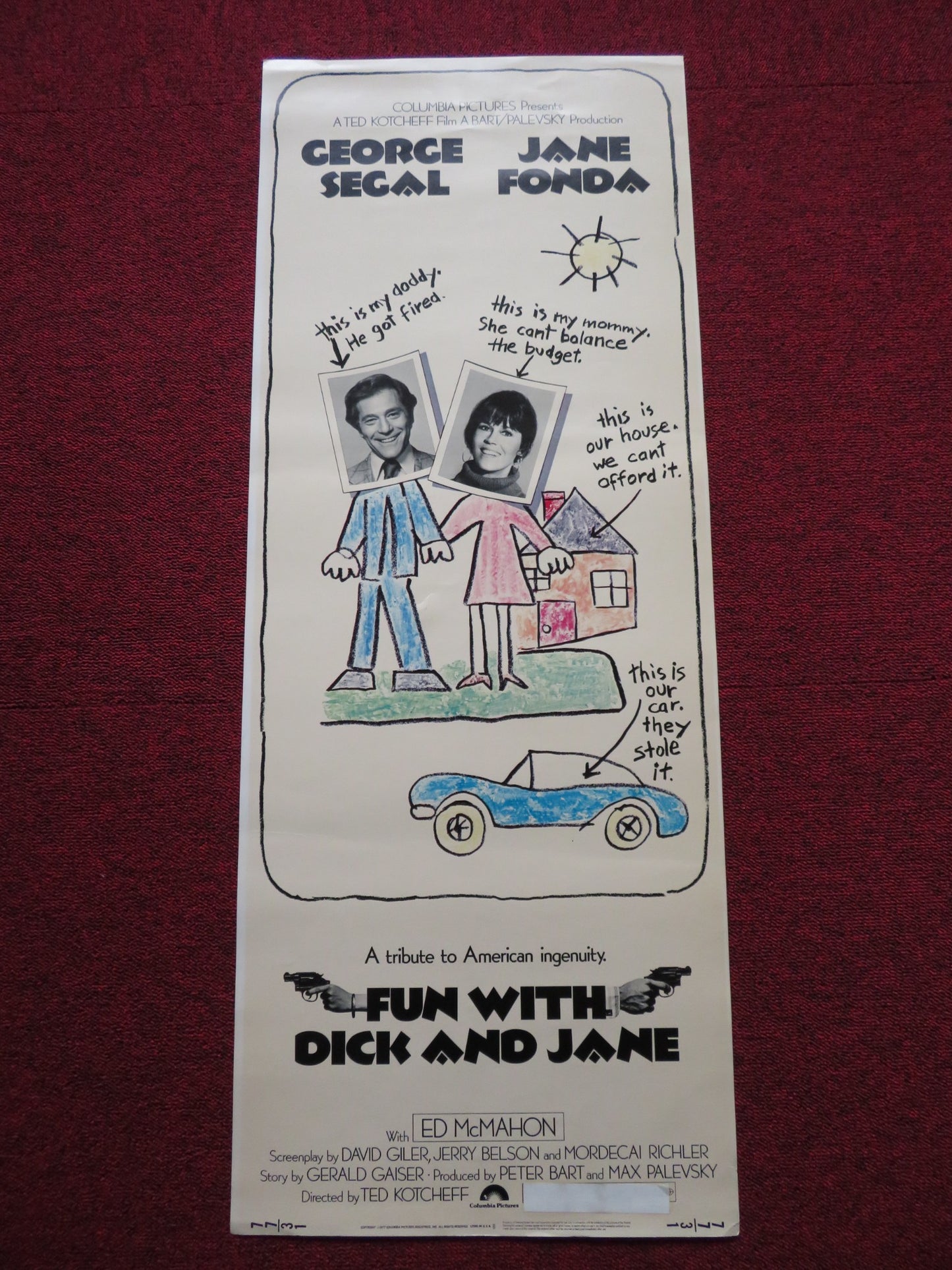 FUN WITH DICK AND JANE US INSERT (14"x 36") POSTER GEORGE SEFAL JANE FONDA 1977