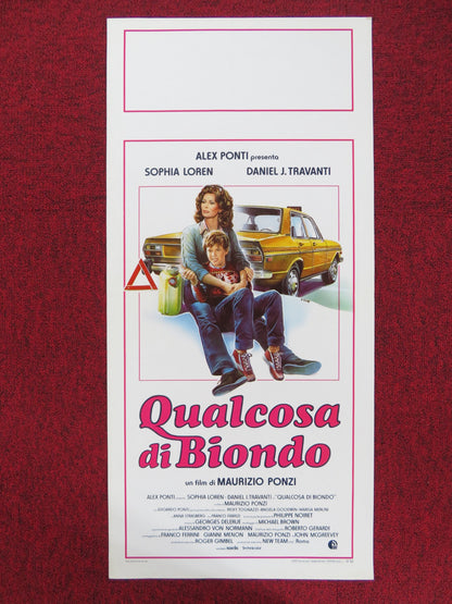 QUALCOSA DI BIONDO ITALIAN LOCANDINA POSTER SOPHIA LOREN DANIEL J. TRAVANTI 1985