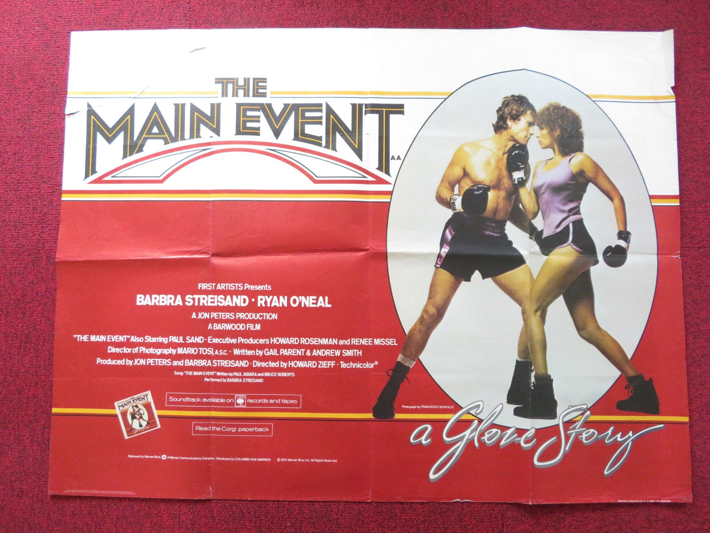 THE MAIN EVENT UK QUAD POSTER FOLDED BARBRA STREISAND RYAN O'NEAL 1979