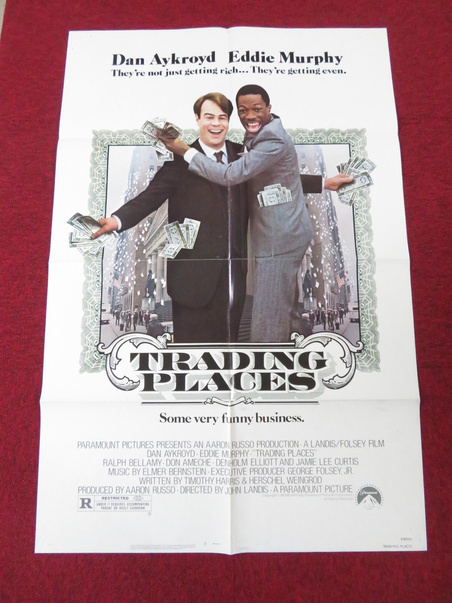 TRADING PLACES FOLDED US ONE SHEET POSTER DAN AYKROYD EDDIE MURPHY 1983