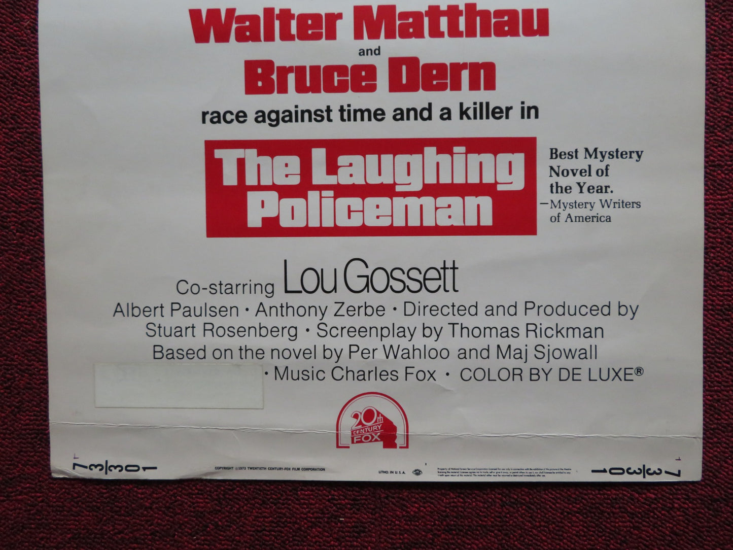 THE LAUGHING POLICEMAN US INSERT (14"x 36") POSTER WALTER MATTHAU B. DERN 1973