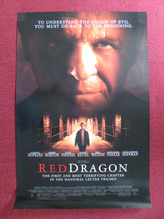 RED DRAGON US ONE SHEET ROLLED POSTER ANTHONY HOPKINS EDWARD NORTON 2002