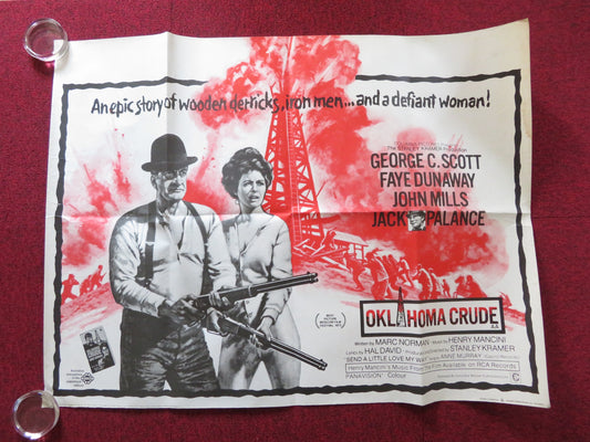 OKLAHOMA CRUDE UK QUAD POSTER FOLDED GEORGE C. SCOTT FAYE DUNAWAY 1973