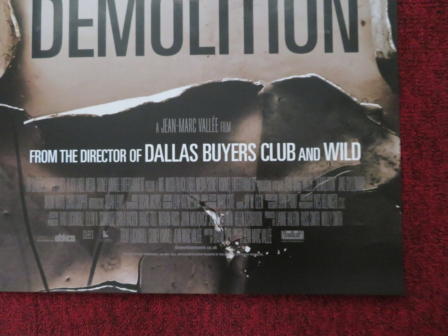 DEMOLITION UK ONE SHEET ROLLED POSTER JAKE GYLLENHAAL NAOMI WATTS 2015