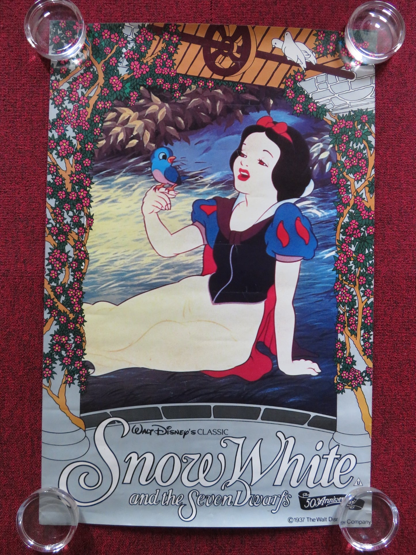 SNOW WHITE AND THE SEVEN DWARFS VHS VIDEO POSTER ROLLED DISNEY ADRIANA CASELOTTI 1987