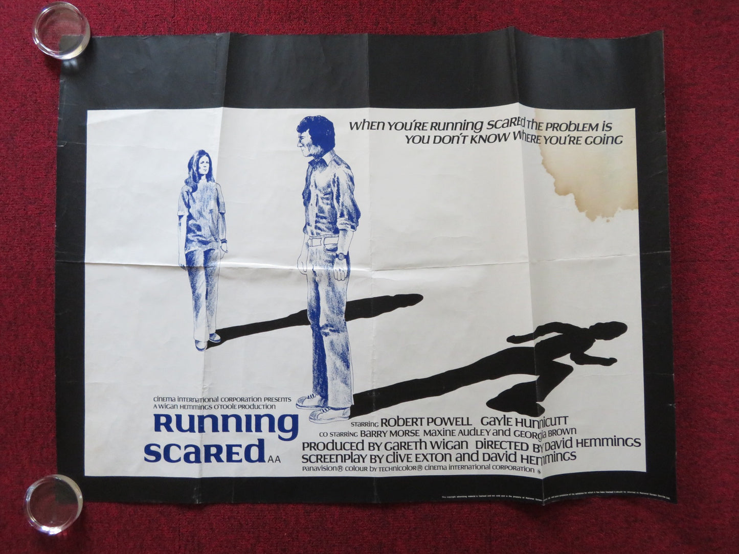 RUNNING SCARED UK QUAD POSTER FOLDED ROBERT POWELL GAYLE HUNNICUTT 1972