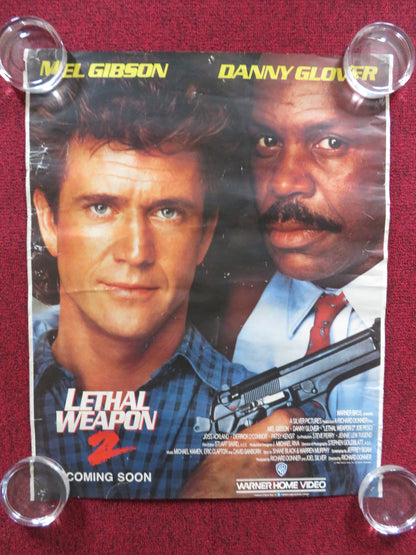 LETHAL WEAPON 2 VHS VIDEO POSTER ROLLED MEL GIBSON DANNY GLOVER 1989