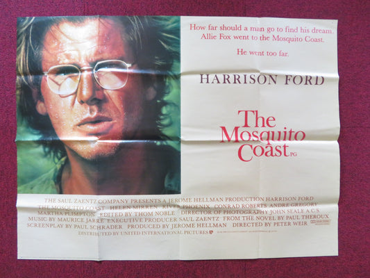 THE MOSQUITO COAST UK QUAD POSTER FOLDED HARRISON FORD HELEN MIRREN 1986