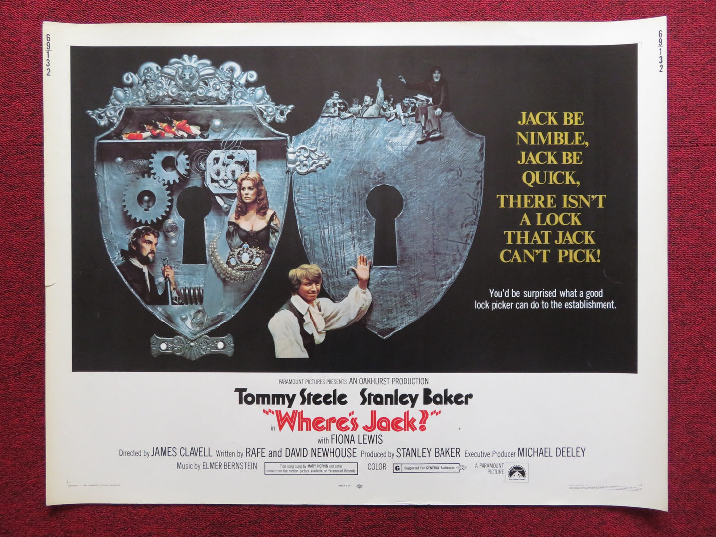 WHERE'S JACK?  US HALF SHEET (22"x 28") POSTER TOMMY STEELE STANLEY BAKER 1969