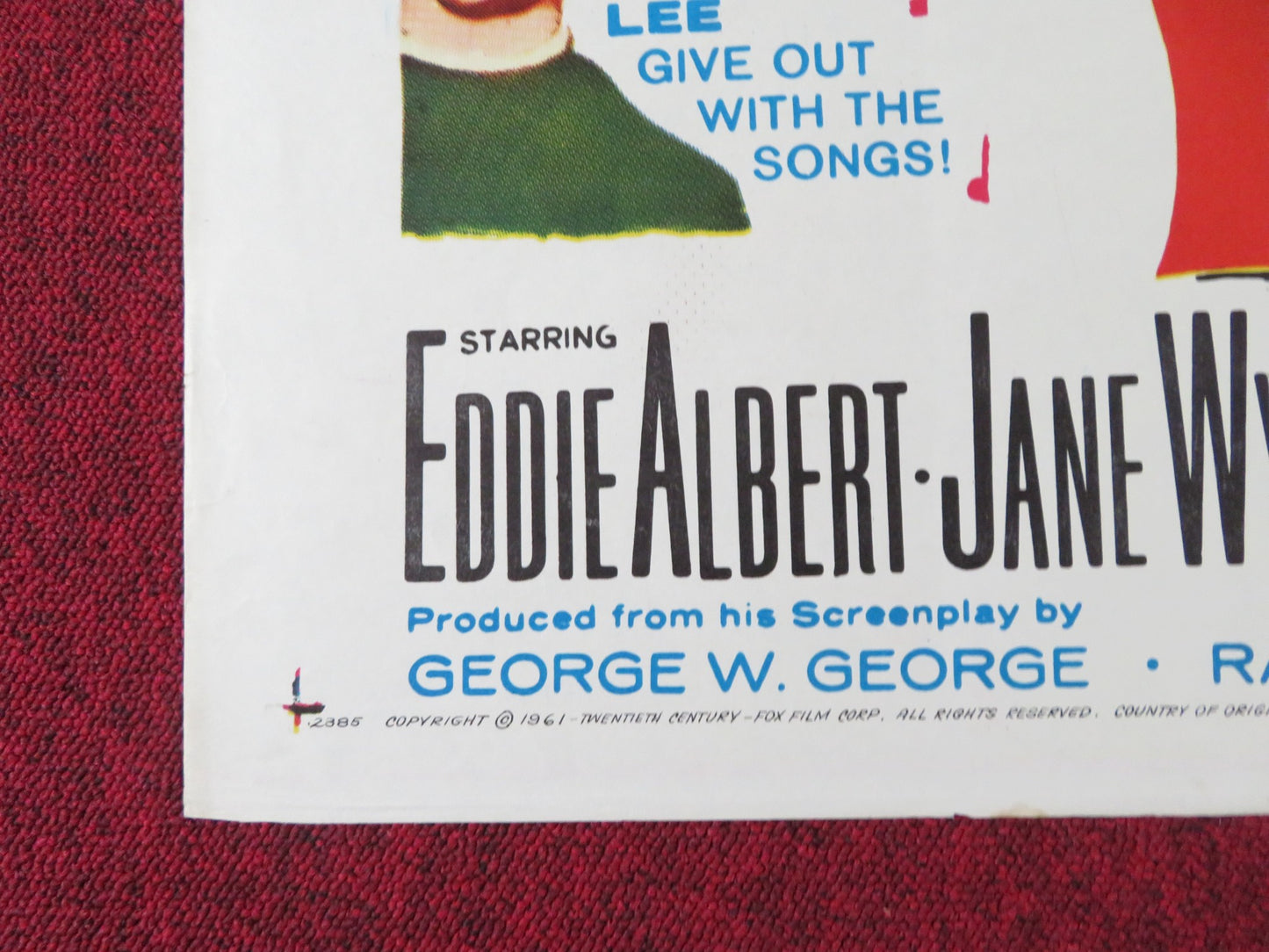 THE TWO LITTLE BEARS FOLDED US ONE SHEET POSTER EDDIE ALBERT JANE WYATT 1961