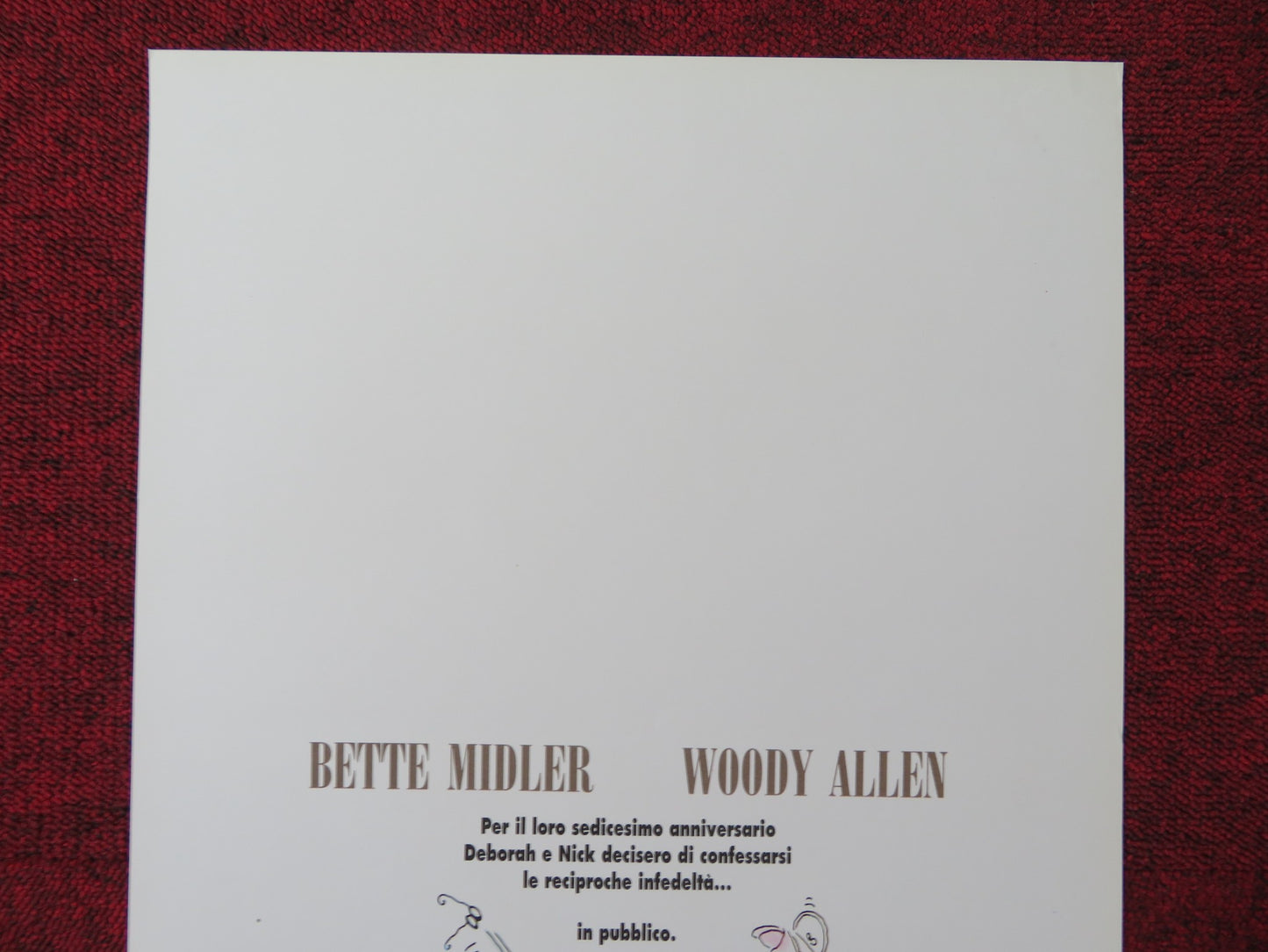 STORIE DI AMORI E INFEDELTA' ITALIAN LOCANDINA POSTER ALLEN BETTE MIDLER 1991