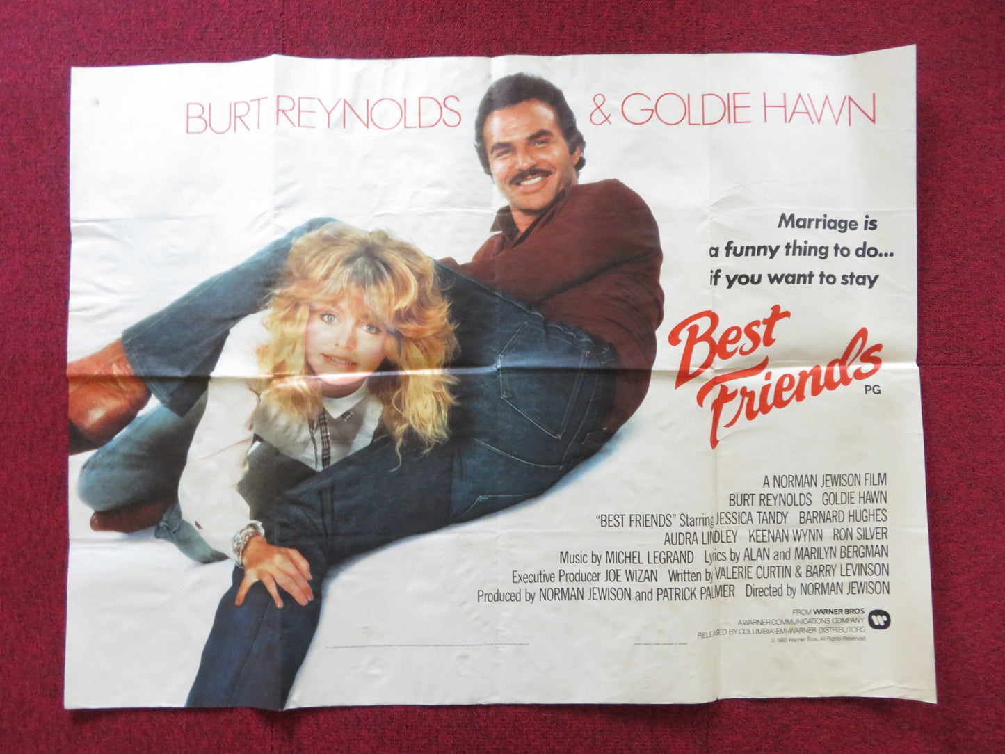 BEST FRIENDS UK QUAD POSTER FOLDED BURT REYNOLDS GOLDIE HAWN 1983