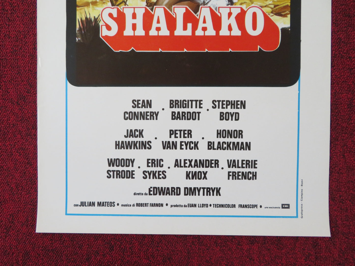 SHALAKO ITALIAN LOCANDINA POSTER SEAN CONNERY BRIGITTE BARDOT 1968