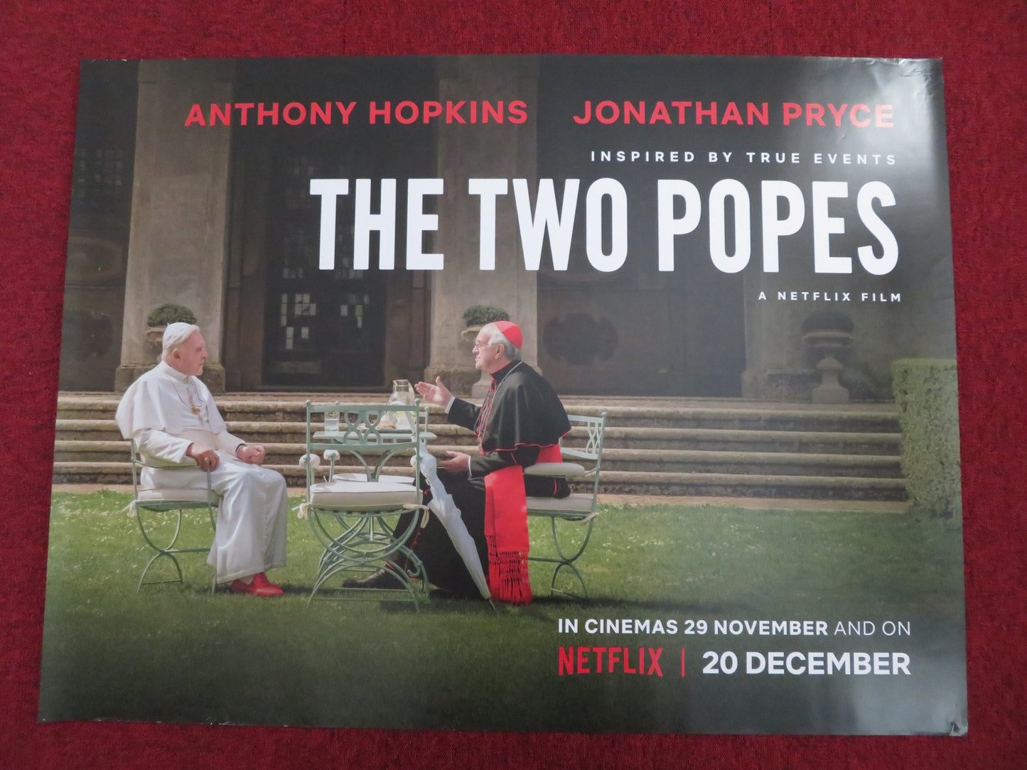 THE TWO POPES UK QUAD (30"x 40") ROLLED POSTER ANTHONY HOPKINS J.PRYCE 2019