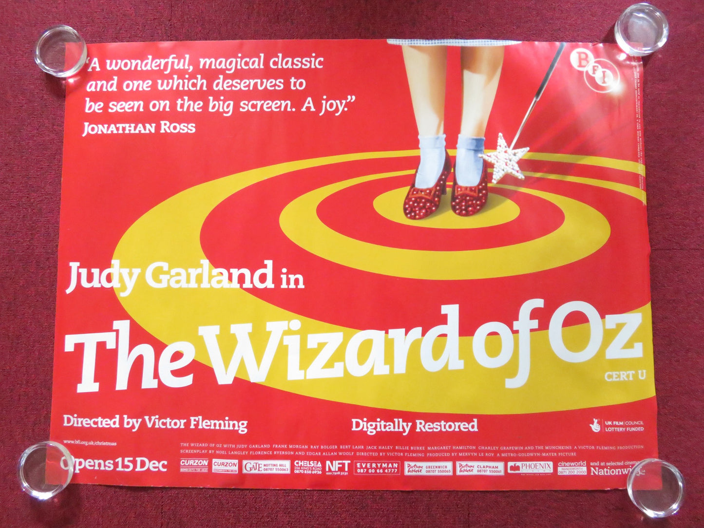 THE WIZARD OF OZ  - DIGITALLY RESTORED UK QUAD (30"x 40") ROLLED POSTER 2006