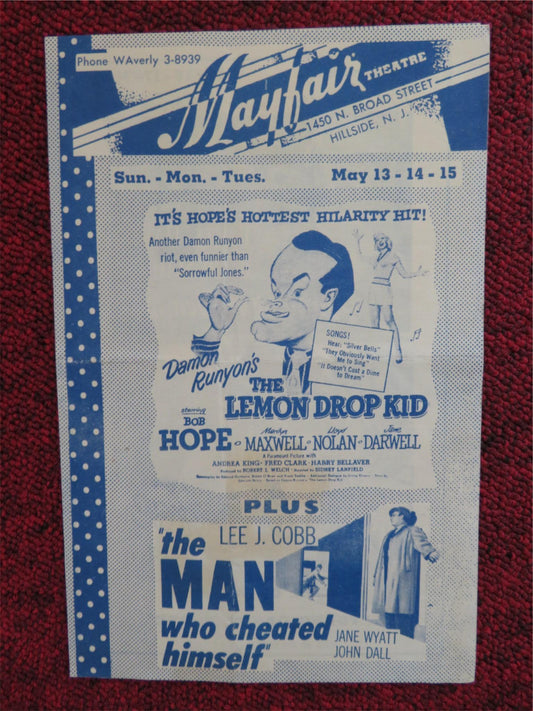 MAYFAIR THEATRE MOVIE PROGRAM-B BOB HOPE BETTE DAVIS GREGORY PECK