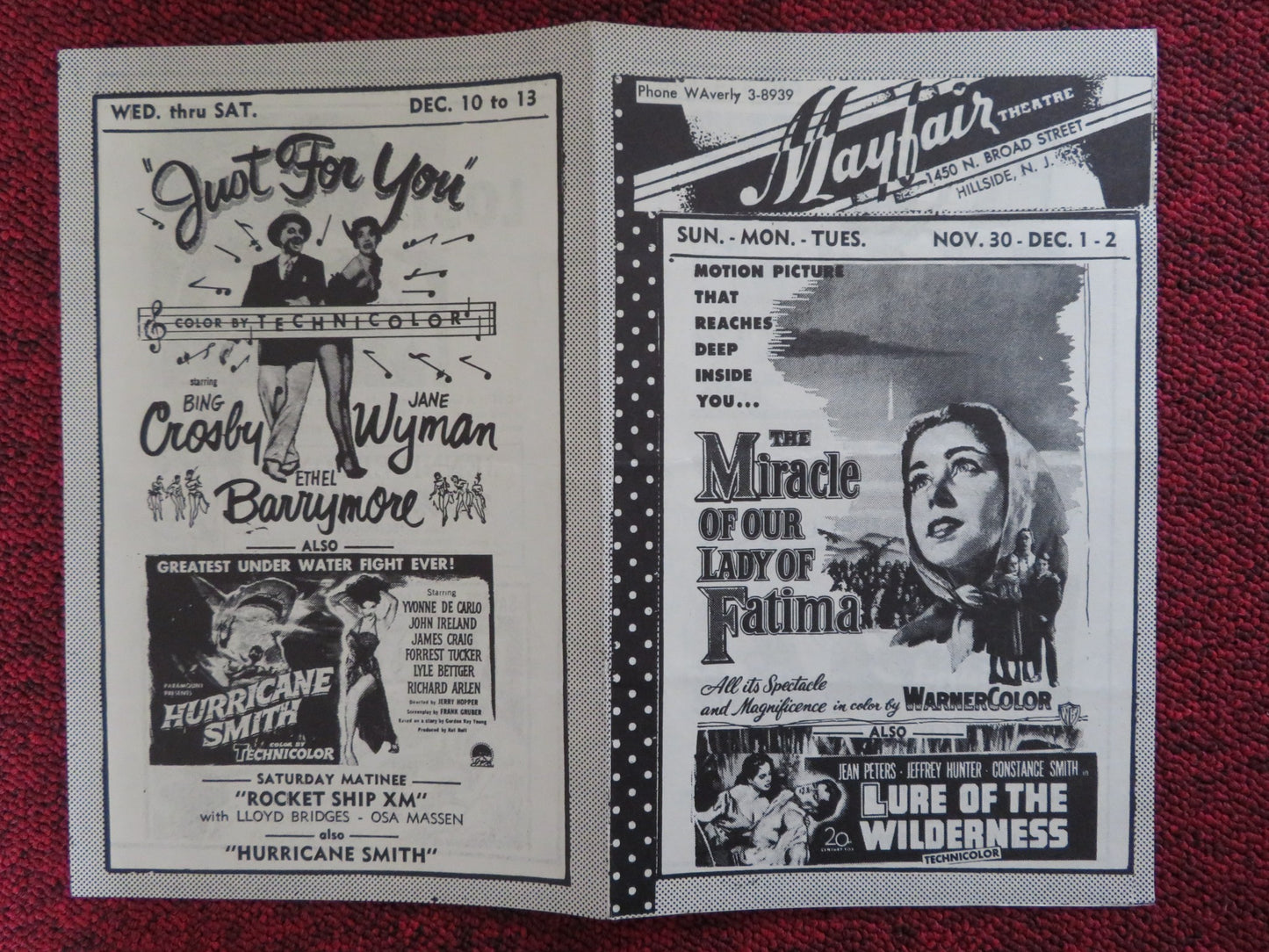 MAYFAIR THEATRE MOVIE PROGRAM-C BOB HOPE BING CROSBY