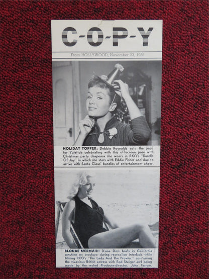 COPY FLYER  NOV. 23, 1956 RKO RADIO DEBBIE REYNOLDS DIANA DORS KIM HUNTER