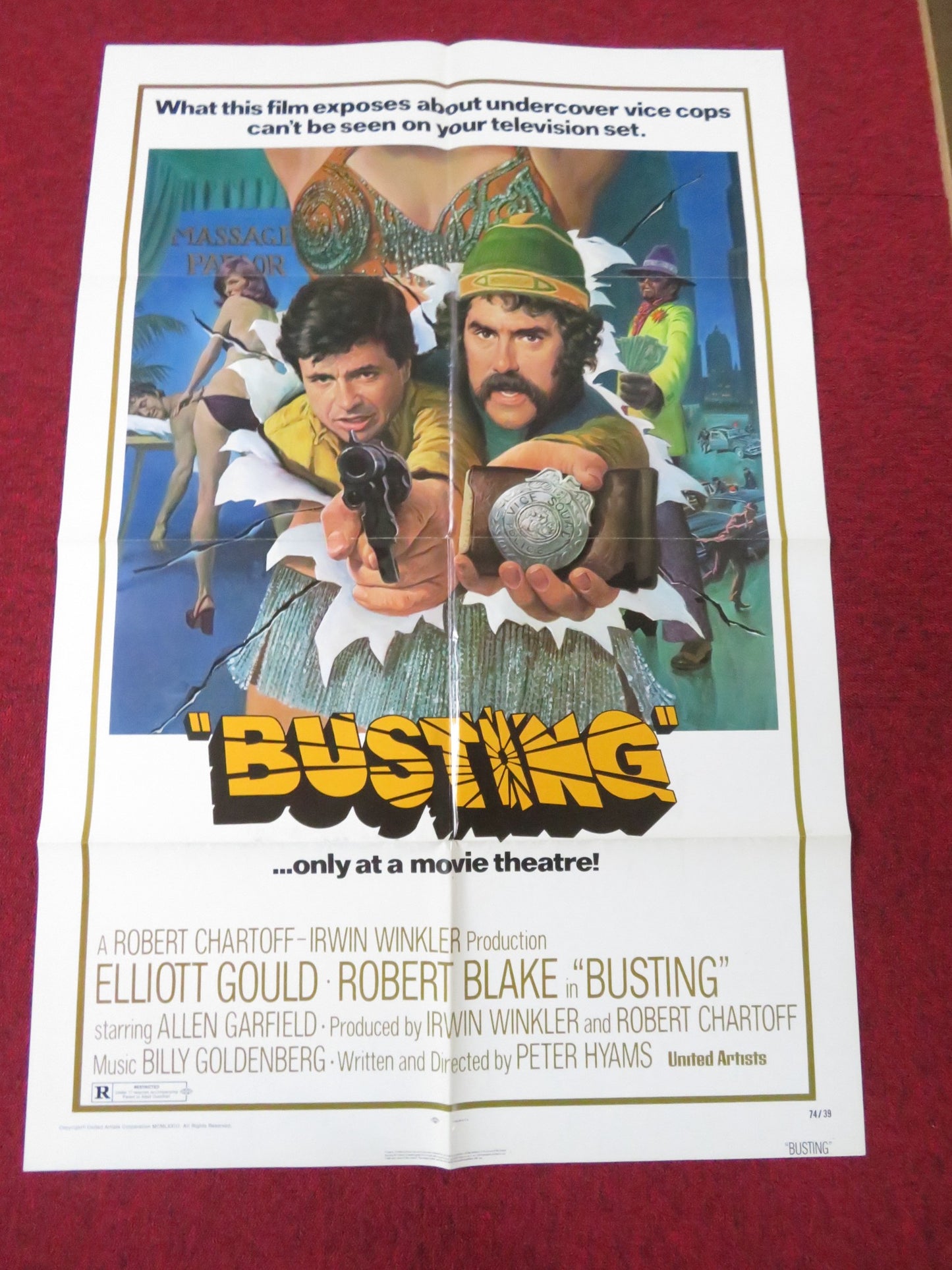 BUSTING FOLDED US ONE SHEET POSTER ELLIOTT GOULD ROBERT BLAKE 1974