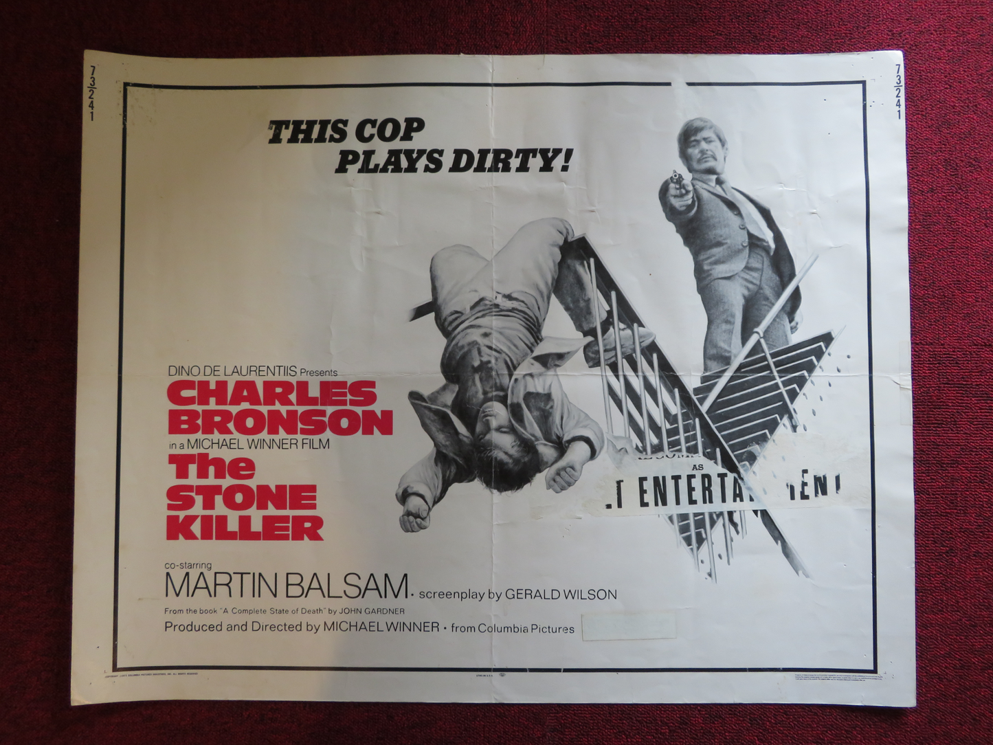 THE STONE KILLER US HALF SHEET (22"x 28") POSTER CHARLES BRONSON M. BALSAM 1973