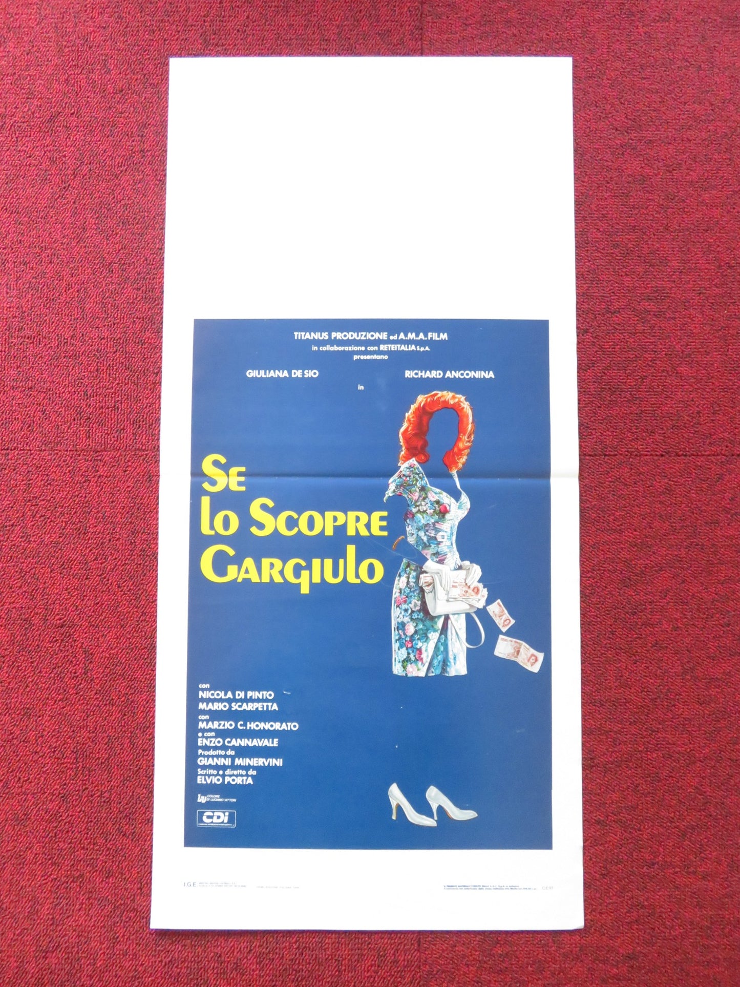 SE LO SCOPRE GARGIULO ITALIAN LOCANDINA POSTER GUILIANA DE SIO R. ANCONINA 1988