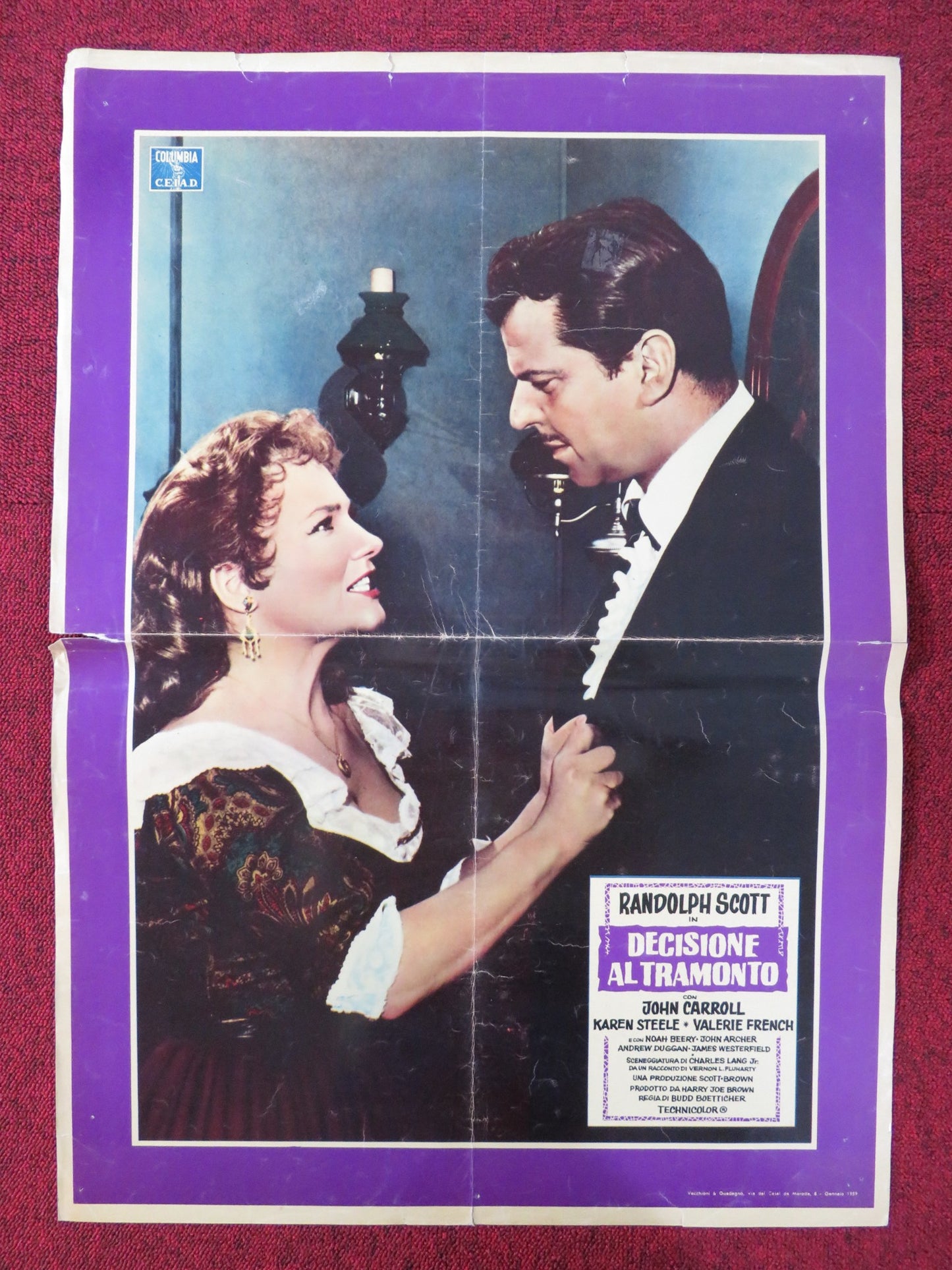 DECISION AT SUNDOWN ITALIAN FOTOBUSTA POSTER RANDOLPH SCOTT JOHN CARROLL 1959