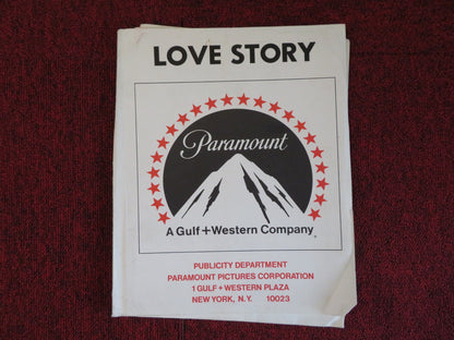 LOVE STORY PRESSKIT PARAMOUNT PICTURES ALI MACGRAW RYAN O'NEAL 1970