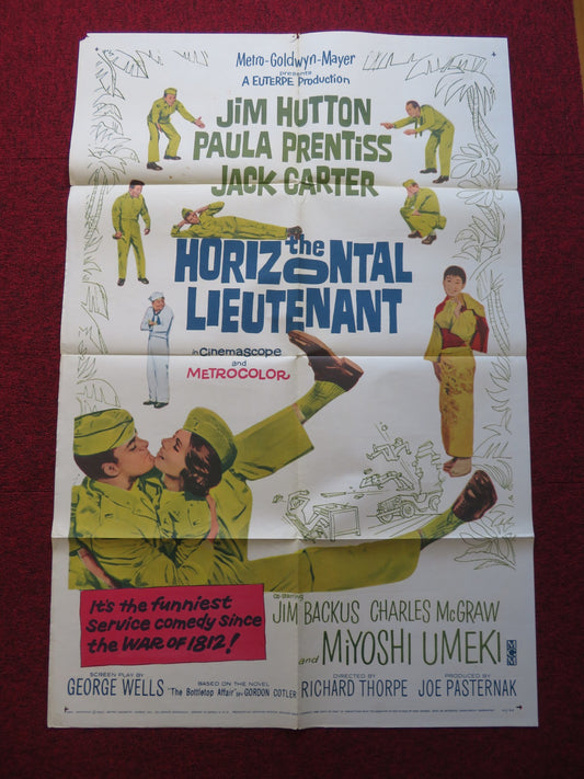 THE HORIZONTAL LIEUTENANT FOLDED US ONE SHEET POSTER JIM HUTTON P. PRENTISS 1962