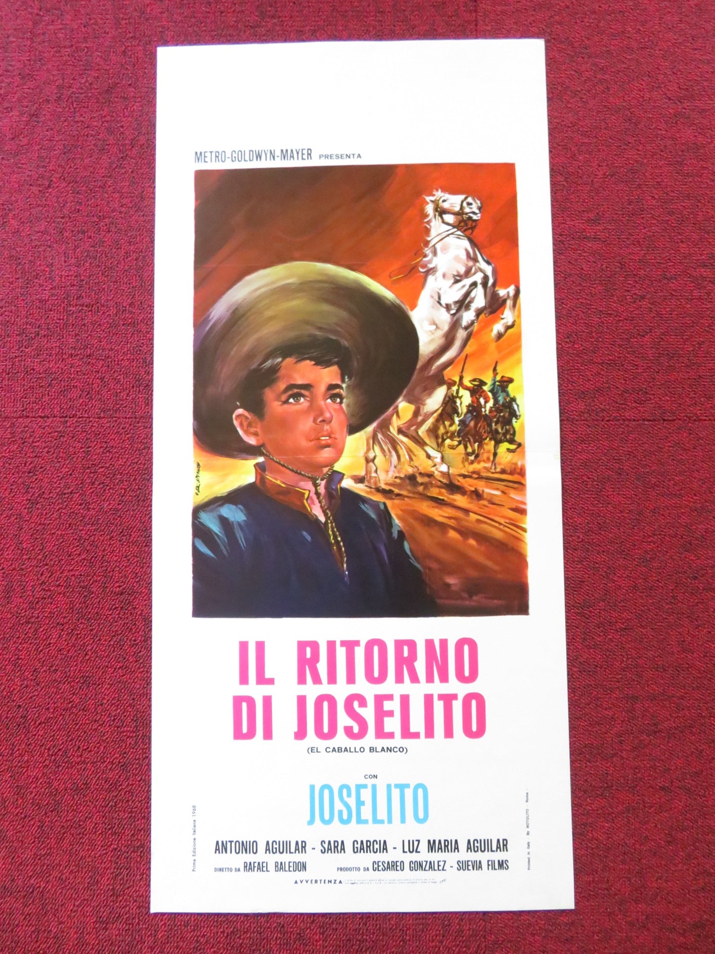 IL RITORNO DI JOSELITO ITALIAN LOCANDINA POSTER JOSELITO ANTONIO AGUILAR 1968