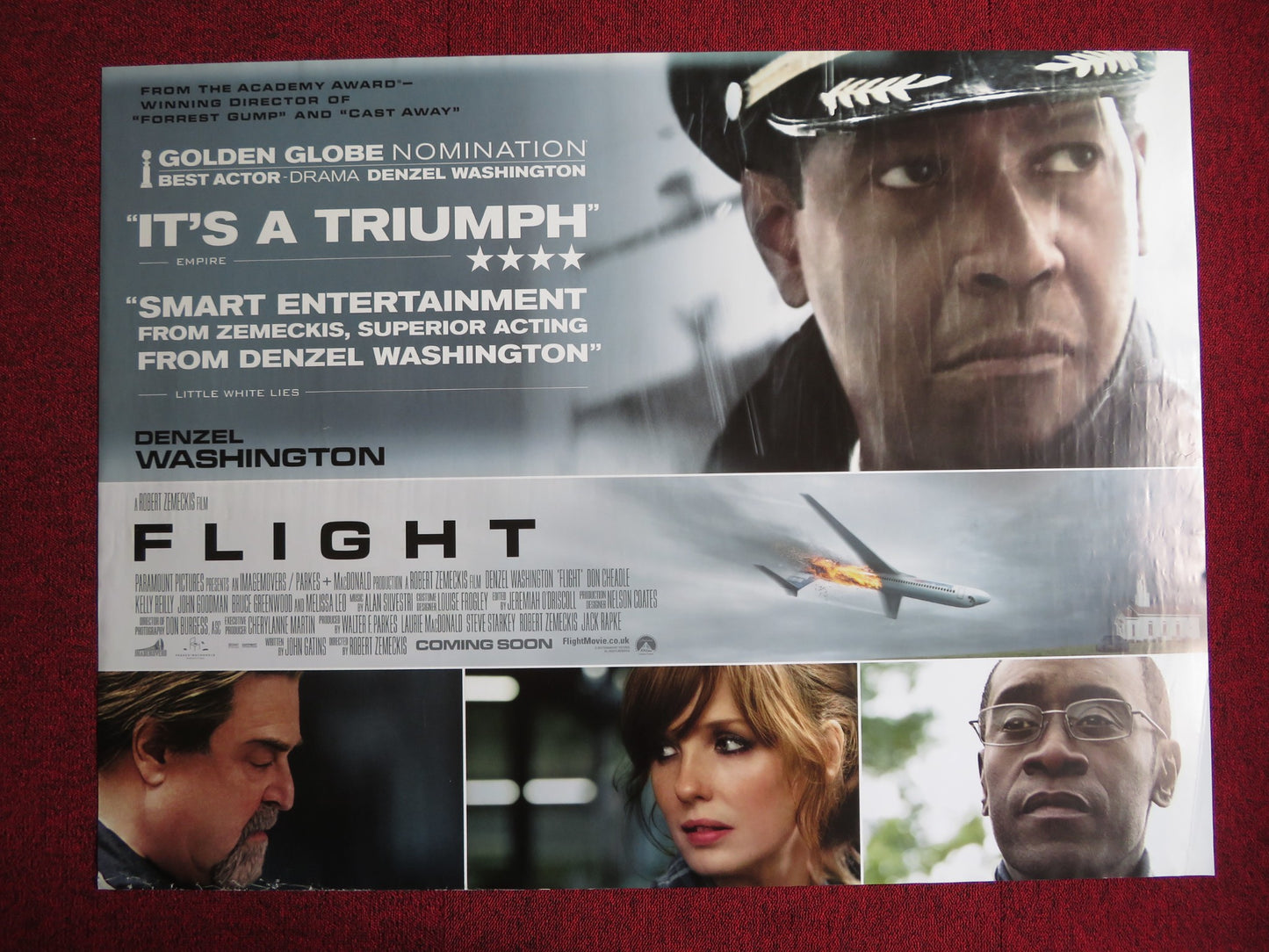 FLIGHT UK QUAD (30"x 40") ROLLED POSTER DENZEL WASHINGTON DON CHEADLE 2012