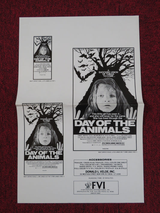 DAY OF THE ANIMALS PRESSKIT PAGES FILM VENTURES INTERNATIONAL C. GEORGE 1977