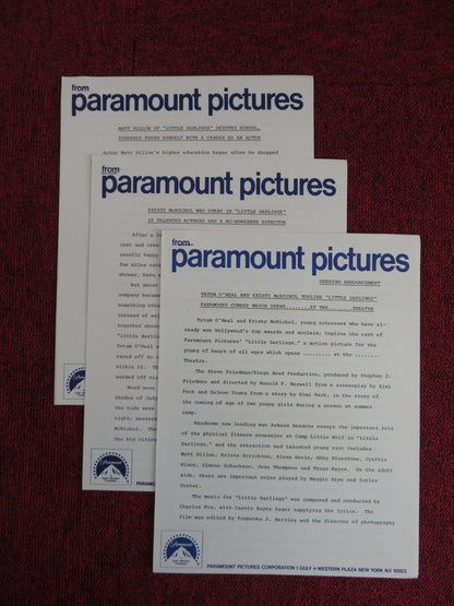 LITTLE DARLINGS PRESSKIT PARAMOUNT PICTURES TATUM O'NEAL KRISTY MCNICHOL 1980