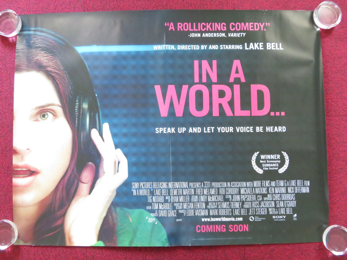 IN A WORLD... UK QUAD (30"x 40") ROLLED POSTER LAKE BELL ROB CORDDRY 2013